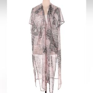 BCBGMaxAzria Pink and Black Printed Semi-Sheer Kimono Size Small - Large OS